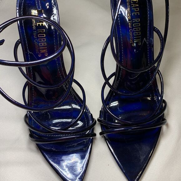 Cape Robbin Size 7.5 Strappy blue pointed toe open sandal heels. - Picture 3 of 11